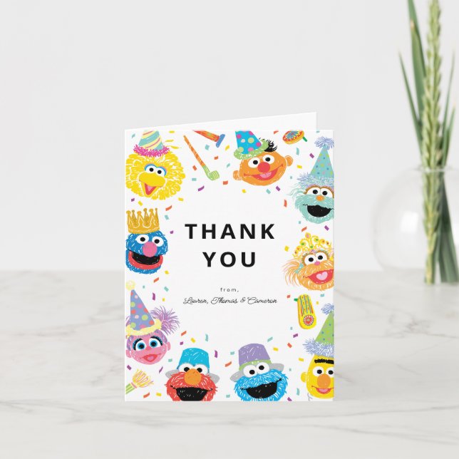 Sesame Street Pals Confetti Birthday Dankeskarte (Vorderseite)