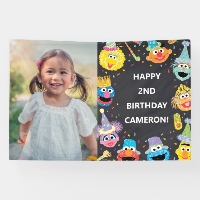 Sesame Street Pals Confetti Birthday Foto Banner (Horizontal)