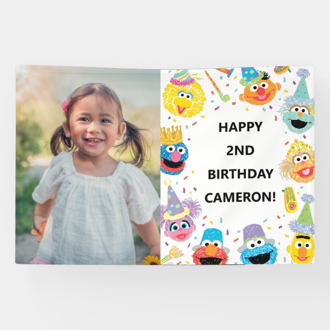 Sesame Street Pals Confetti Birthday Foto Banner (Horizontal)