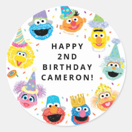 Sesame Street Pals Confetti Birthday Runder Aufkleber