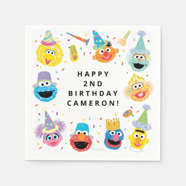 Sesame Street Pals Confetti Birthday Serviette (Vorderseite)