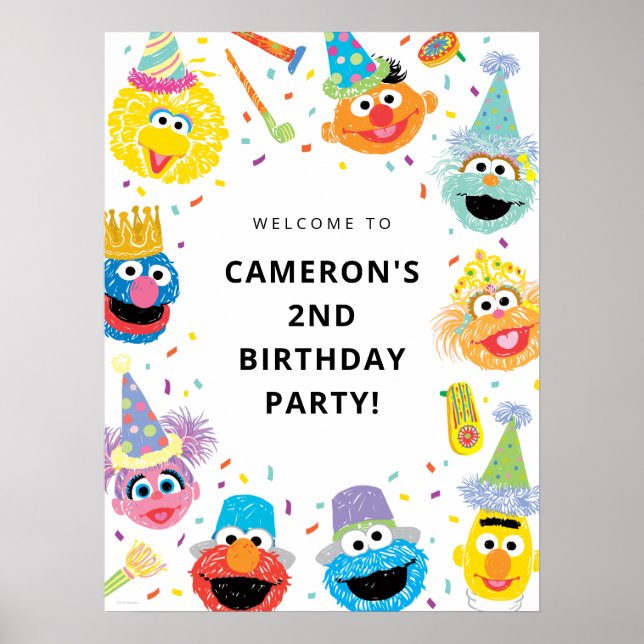 Sesame Street Pals Confetti Geburtstag Willkommen Poster (Vorne)