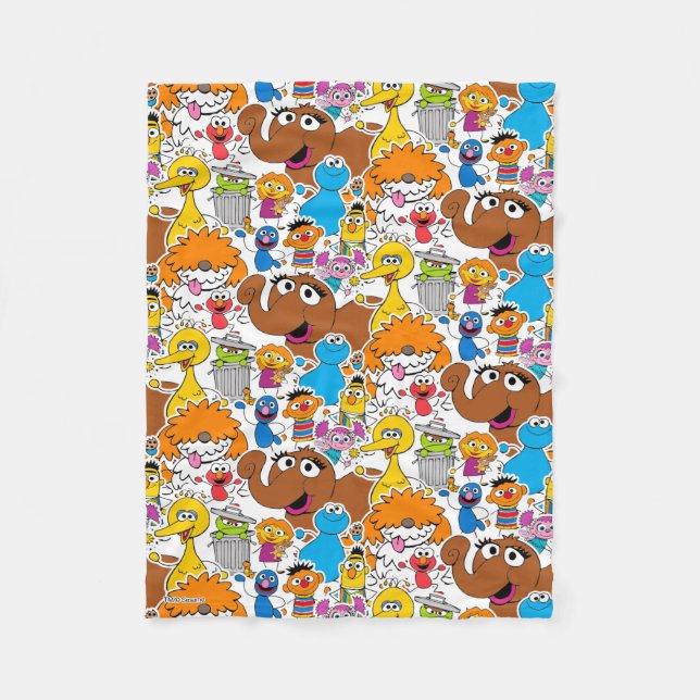 Sesame Street Pals Doodley Pattern Fleecedecke (Vorderseite)