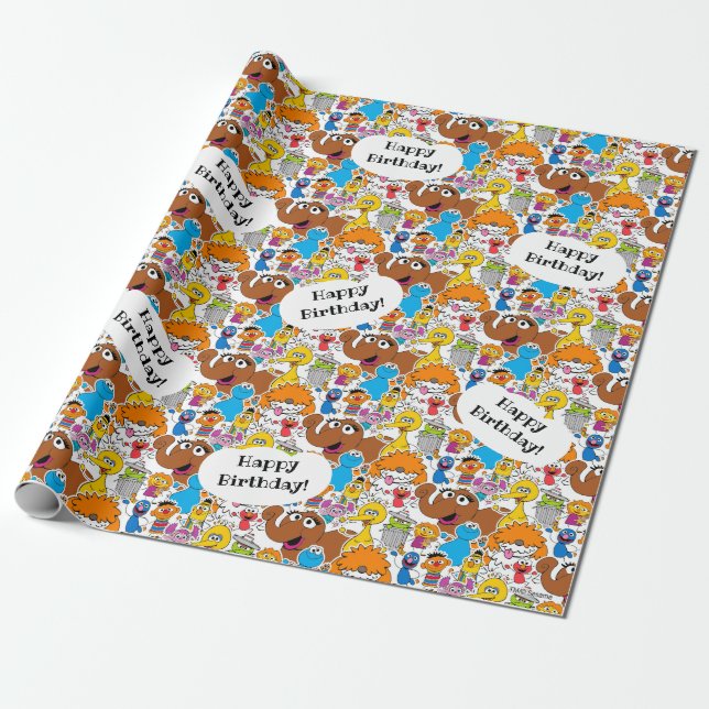 Sesame Street Pals Doodley Pattern Geschenkpapier (Ungerollt)
