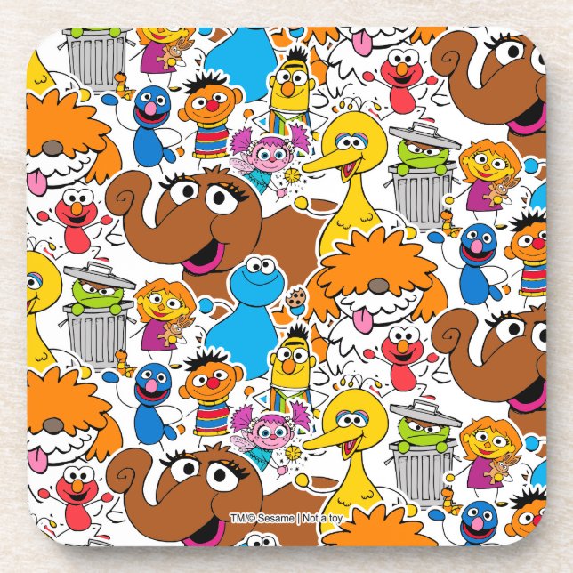 Sesame Street Pals Doodley Pattern Getränkeuntersetzer (Vorderseite)