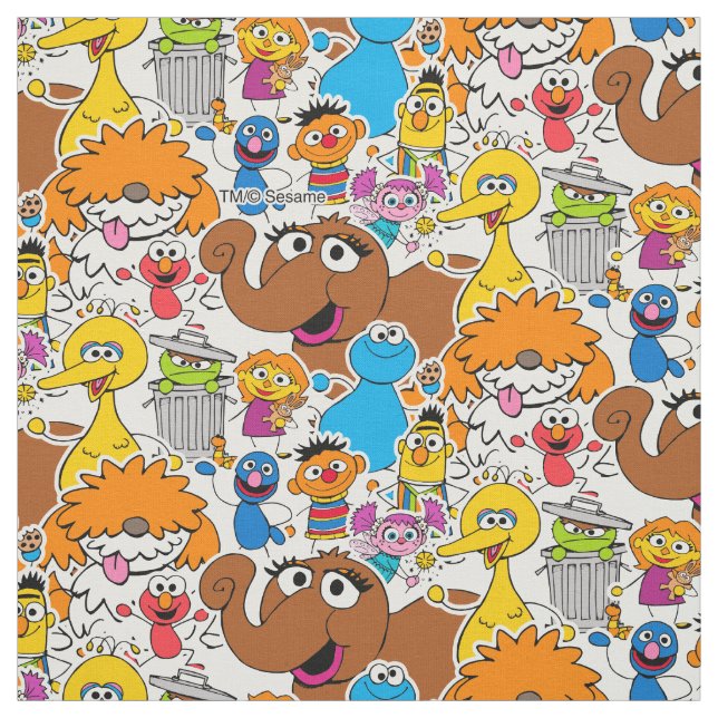 Sesame Street Pals Doodley Pattern Stoff (Muster)