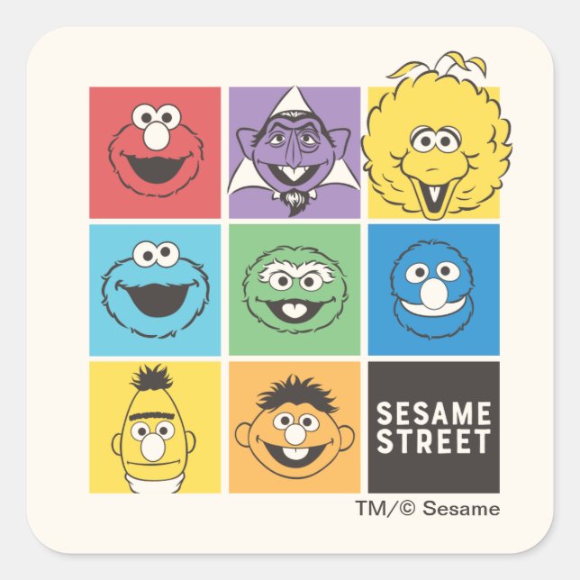 Sesame Street Pals | Farbblöcke Quadratischer Aufkleber (Vorderseite)