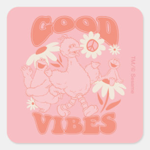 Sesame Street Pals Good Vibes Quadratischer Aufkleber