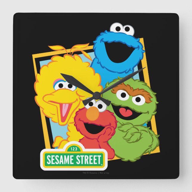 Sesame Street Pals Quadratische Wanduhr (Vorderseite)