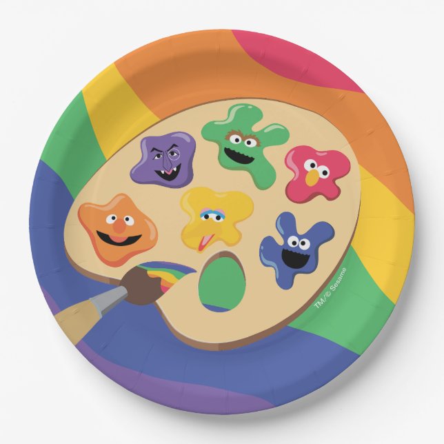 Sesame Street Pals Rainbow Art Party Pappteller (Vorderseite)