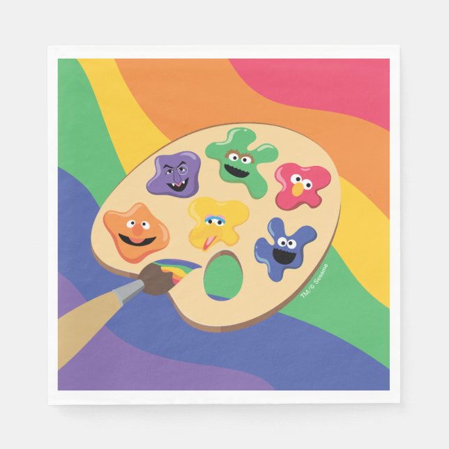 Sesame Street Pals Rainbow Art Partys Paper Napkin Serviette (Vorderseite)