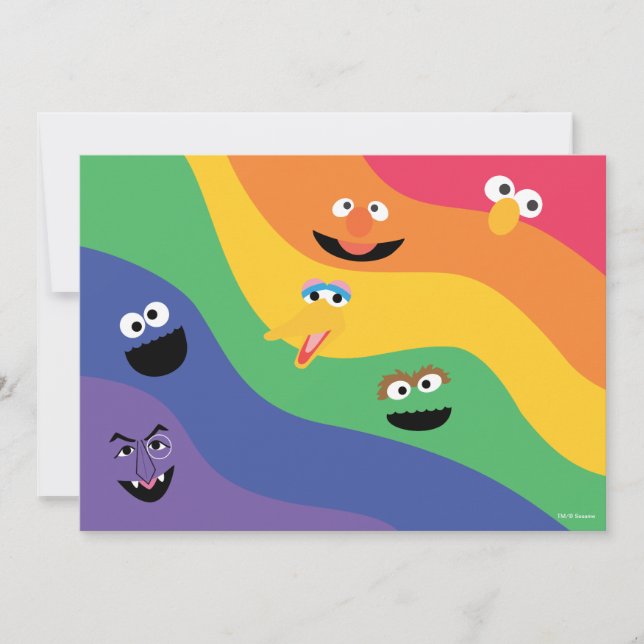 Sesame Street Pals Rainbow Birthday Einladung (Vorderseite)