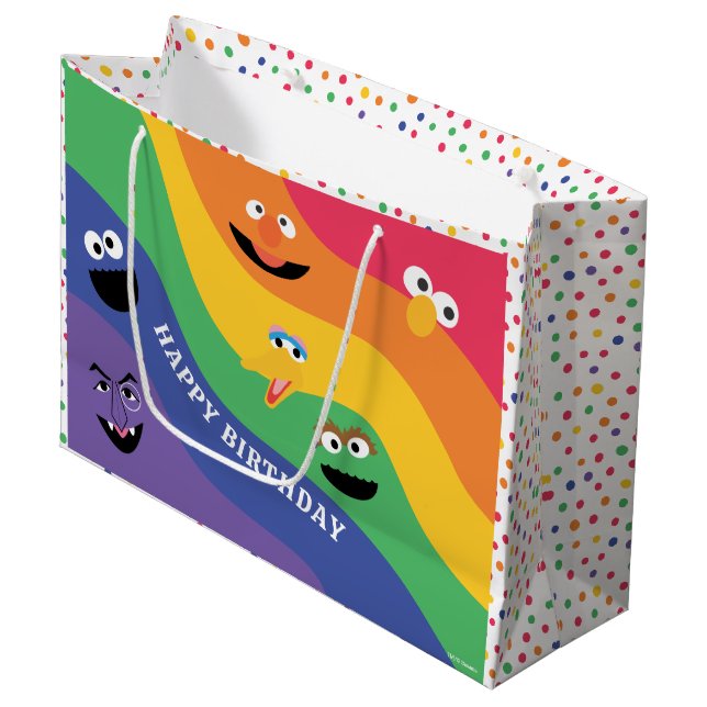 Sesame Street Pals Rainbow-Geschenktasche Große Geschenktüte (Vorderseite Schrägansicht)