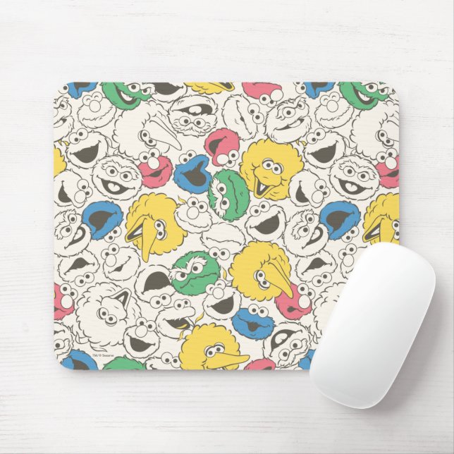 Sesame Street Pals | Vintages Muster für große Kop Mousepad (Mit Mouse)