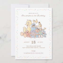 Sesame Street Pals Watercolor Confetti Birthday Einladung