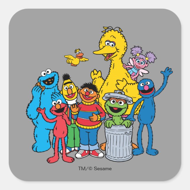Sesame Street Pals Waving Quadratischer Aufkleber (Vorderseite)