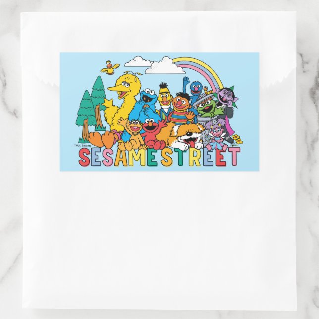 Sesame Street | Rainbow Wave Rechteckiger Aufkleber (Tasche)