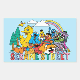 Sesame Street | Rainbow Wave Rechteckiger Aufkleber