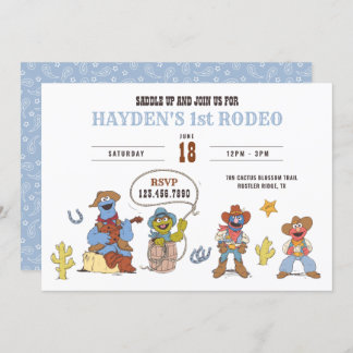 Sesame Street Rodeo Cowboy Birthday  Einladung