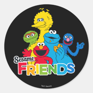 Sesame Street   Sesame Freunde Runder Aufkleber