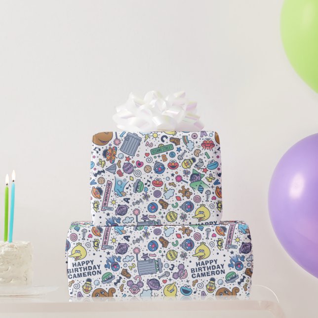 Sesame Street | Sesame Pals Doodle-Muster Geschenkpapier (Partygeschenke)