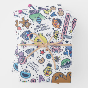 Sesame Street Sesame Pals Doodle-Muster Geschenkpapier Set