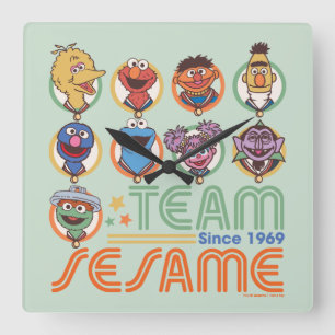 Sesame Street Team Sesame Seit 1969 Quadratische Wanduhr