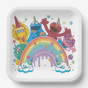 Sesame Street Unicorn Rainbow Pappteller