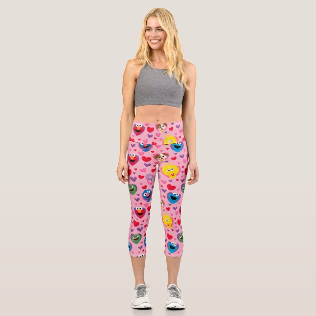 Sesame Street Valentine Hearts Pattern Capri Leggings (Vorderseite)