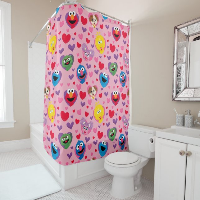 Sesame Street Valentine Hearts Pattern Duschvorhang (Beispiel)