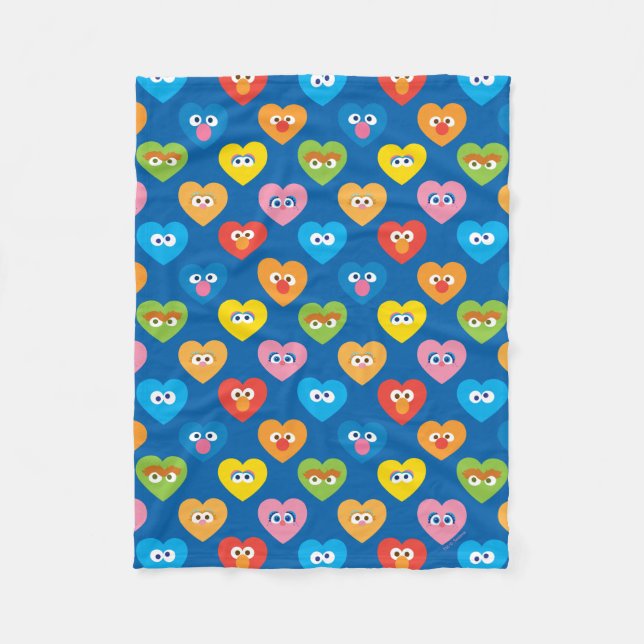 Sesame Street Valentine Hearts Pattern Fleecedecke (Vorderseite)