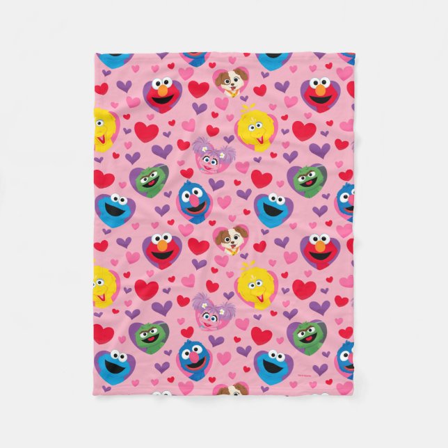 Sesame Street Valentine Hearts Pattern Fleecedecke (Vorderseite)