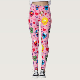 Sesame Street Valentine Hearts Pattern Leggings