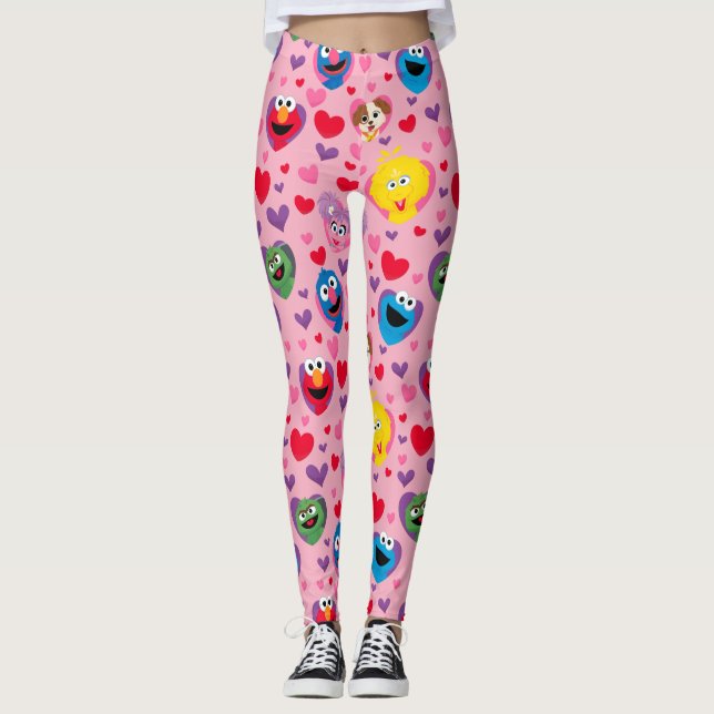 Sesame Street Valentine Hearts Pattern Leggings (Vorderseite)