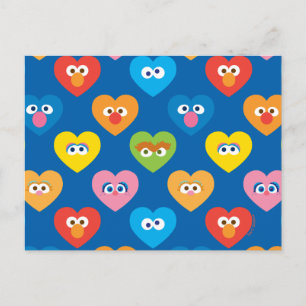 Sesame Street Valentine Hearts Pattern Postkarte