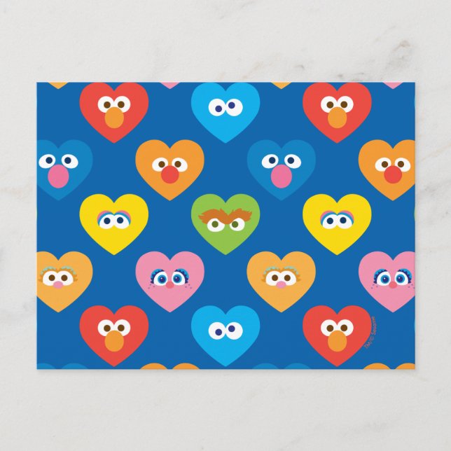 Sesame Street Valentine Hearts Pattern Postkarte (Vorderseite)