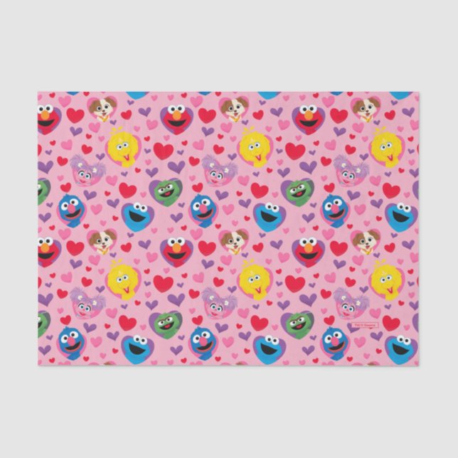 Sesame Street Valentine Hearts Pattern Seidenpapier (Vorderseite)