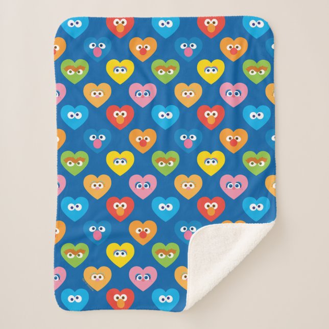 Sesame Street Valentine Hearts Pattern Sherpadecke (Vorderseite)