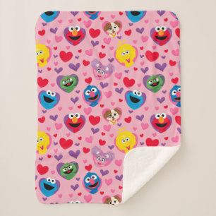 Sesame Street Valentine Hearts Pattern Sherpadecke
