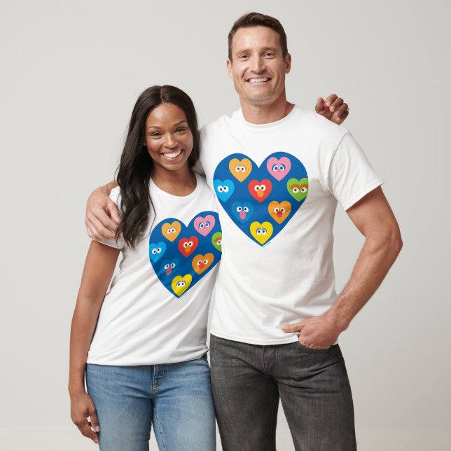 Sesame Street Valentine Hearts Pattern T-Shirt (Unisex)