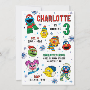 Sesame Street Winter Snowflakes Geburtstag Einladung
