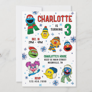Sesame Street Winter Snowflakes Geburtstag Einladung