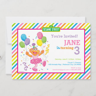 Sesame Street Zoe Striped Birthday Einladung