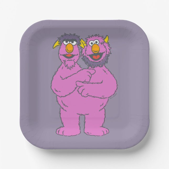 Sesame Street Zwei-Köpfe-Monster Pappteller (Vorderseite)