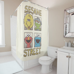 Sesame StreetVintage Character Comic Duschvorhang