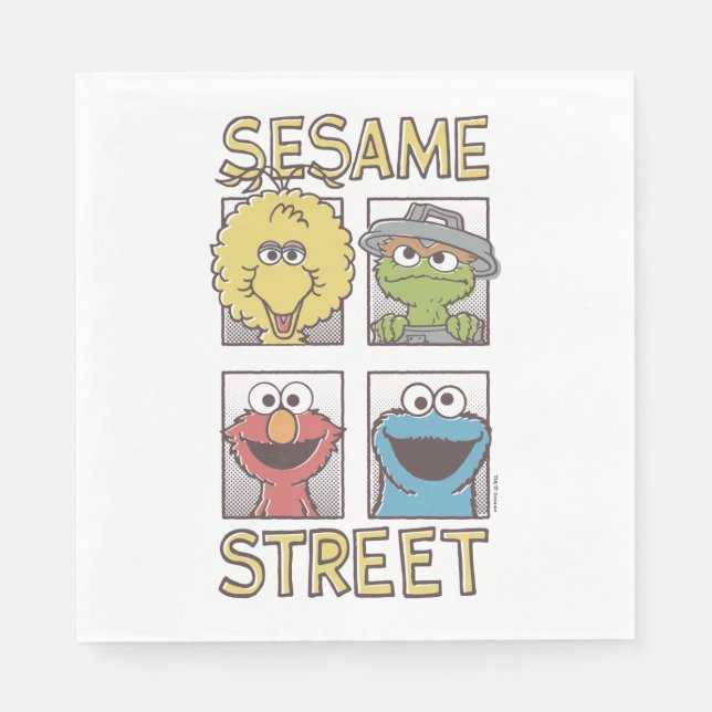 Sesame StreetVintage Character Comic Serviette (Vorderseite)
