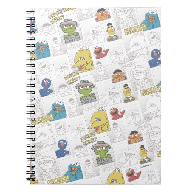 Sesame StreetVintage Comic Pattern Notizblock (Vorderseite)