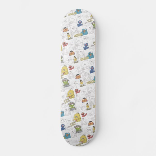 Sesame StreetVintage Comic Pattern Skateboard (Vorderseite)