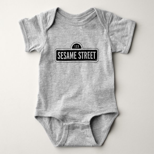 Sesamstraße | B&W-Logo Baby Strampler (Vorderseite)