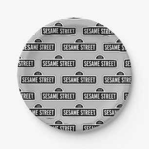 Sesamstraße B&W-Logo Pappteller